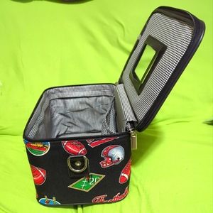 Vintage Cosmetic/Makeup/Overnite Travel Case Zippered 80s 🏈FOOTBALL🏈 THEME